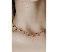 The Colourful Aura Evil Eye Rainbow Dangle Devil Eye Protection Dangly Choker Dainty Necklace In Gold Gold 18 inches