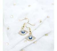 The Colourful Aura Women's Evil Eye Zircon Charm Hamsa Drop Earrings in Gold The Colourful Aura Gold One Size