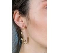The Colourful Aura Women's Face Drop Abstract Hollow Profile Face Earrings in Gold The Colourful Aura Gold One Size