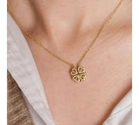 The Colourful Aura Four Heart Crystal Flower Magnet Foldable Pendant Necklace In Gold Gold One Size
