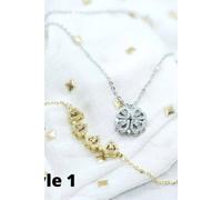 The Colourful Aura Four Heart Magnet Foldable Floral Zircon Crystal Pendant Necklace In Silver Silver One Size