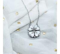 The Colourful Aura Women's Four Heart Magnet Zircon Crystal Foldable Drop Pendant Flower Necklace in Silver The Colourful Aura Silver One Size
