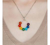 The Colourful Aura Genuine 7 Chakra Balancing Adjustable Dainty Crystal Beads Pendant Necklace Multi One Size