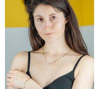 The Colourful Aura Women's Gold & Silver Colourful Dainty Rainbow Dangly Choker Necklace The Colourful Aura Gold One Size