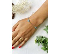 The Colourful Aura Gold And Silver Evil Eye Charm Beaded Slim Chain Adjustable Lucky Eye Bracelet Silver 7.5 inches