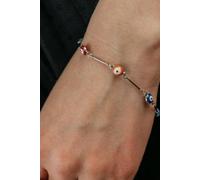 The Colourful Aura Gold And Silver Evil Eye Charm Dainty Minimalist Protection Bracelet Silver 7.5 inches