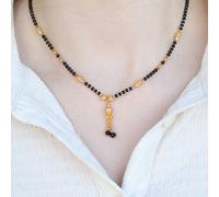 The Colourful Aura Gold Black Beaded Indian Asian Nazar Mangalsutra Choker Necklace Black One Size