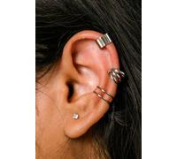 The Colourful Aura Women's Gold Plated 3 Piece Non Piercing Helix Ear Cuff Band in Black The Colourful Aura Black One Size