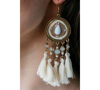 The Colourful Aura Gold Plated Rudraksha Drop Earrings In White White One Size