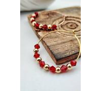 The Colourful Aura Women's Gold Red Beaded 30mm Multicolour Hoop Earring The Colourful Aura Red One Size