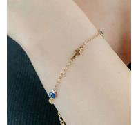 The Colourful Aura Gold & Silver Evil Eye Cross Christian Charm Protection Bracelet | Size: 9 inches The Colourful Aura Gold 9 inches