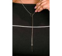 The Colourful Aura Gold Silver Single Long Slim Bar Drop Y Shape Circle Interlock Lariat Necklace Silver One Size