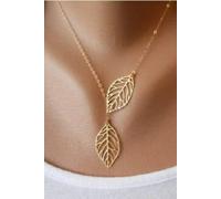 The Colourful Aura Gold Silver Two Filigree Leaf Y Shape Cross Drop Adjustable Lariat Necklace The Colourful Aura Gold One Size