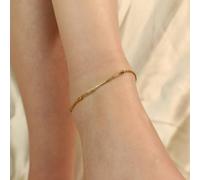Golden Brass Beaded Round Ball Minimalist Boho Slim Foot Payal Anklet The Colourful Aura Gold 10 inches