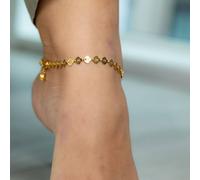 The Colourful Aura Women's Golden Brass Fan Charm Minimalist Thin Slim Foot Payal Anklet in Gold The Colourful Aura Gold One Size