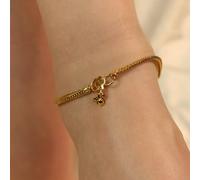 The Colourful Aura Golden Brass Minimalist Boho Slim Braided Leaf Foot Payal Anklet Gold