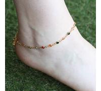 Golden Brass Rounds Multicolour Beads Foot Indian Payal Anklet The Colourful Aura Gold One Size