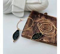 The Colourful Aura Women's Green Leaf Charm 30mm Floral Hoop Earrings The Colourful Aura Green One Size