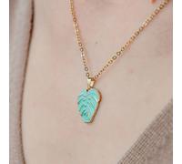 The Colourful Aura Green Leaf Zircon Charm Dangle Feather Pendant Necklace And Stud Earrings Green One Size