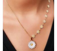 The Colourful Aura Half Floral Indie Boho Daisy Charms Choker Summer Necklace In White White One Size
