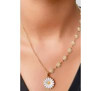The Colourful Aura Half Turquoise Flower Charms Choker Summer Indie Boho Daisy Floral Necklace In White White 16 inches