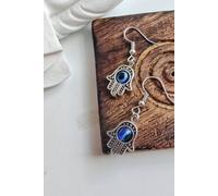 The Colourful Aura Hamsa Evil Eye Fatima Hand Charm Drop Earrings In Silver Silver One Size