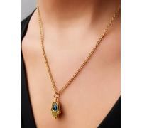 The Colourful Aura Women's Hamsa Evil Eye Fatima Hand Dangle Drop Necklace in Gold The Colourful Aura Gold One Size
