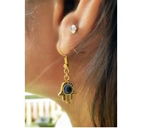 The Colourful Aura Hamsa Fatima Hand Evil Eye Zircon Drop Earrings In Gold Gold One Size