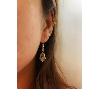 The Colourful Aura Hamsa Fatima Hand Evil Eye Zircon Drop Earrings In Silver Silver One Size