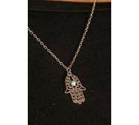 The Colourful Aura Hamsa Hand Gold And Silver Hand Of Fatima Hamsa Dainty Pendant Protection Choker Silver One Size