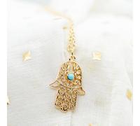 The Colourful Aura Hamsa Hand Of Fatima Gold And Silver Protection Pendant Necklace Gold One Size