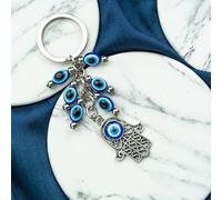 The Colourful Aura Hamsa Hand Turkish Protection Greek Evil Eye Nazar mal de ojo Keyring in Silver The Colourful Aura Silver One Size
