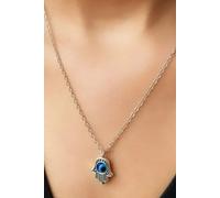 The Colourful Aura Hamsa Protection Evil Eye Fatima Hand Charm Drop Dangle Necklace & Earrings in Silver The Colourful Aura Silver One Size