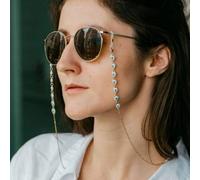The Colourful Aura Women's Handmade Blue Evil Eye Fish Sunglass Chain -52/62/70cm in Gold | Size: 61 cm The Colourful Aura Gold 61 cm