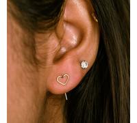 The Colourful Aura Heart Wire Handmade Love Stick Stud Earrings In Silver Silver