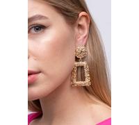 The Colourful Aura Women's Hollow Geometric Foil Square Long Drop Earrings in Gold The Colourful Aura Gold One Size