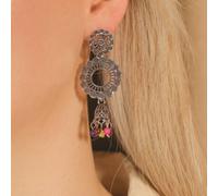 The Colourful Aura Indian Boho Oxidised Drop Ethnic Jhumkis Earrings Multi