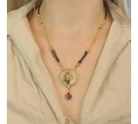 The Colourful Aura Indian Ethnic Black Beads Mangalsutra Wedding Asian Pendant Necklace Black 18 inches