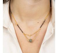 The Colourful Aura Indian Gold Plated Black Bead Everyday Mangalsutra Minimalist Nazaria Necklace Black One Size