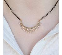 The Colourful Aura Indian Nazaria Silver Zircon Mangalsutra Black Beads Earring And Necklace Silver 18 inches