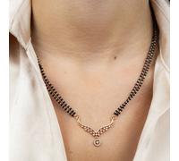 The Colourful Aura Indian Nazaria Zircon Dangle Mangalsutra Black Beads Necklace In Gold Gold One Size