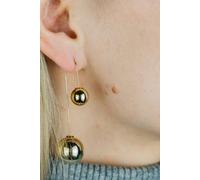 The Colourful Aura Large Black Ball Ear Pierced Cuff Climber Earring In Gold Gold One Size
