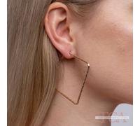 The Colourful Aura Large Hammered Square Geometric Hoop Earrings In Gold Gold