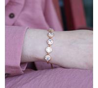 The Colourful Aura Women's Large Round Zircon Adjustable beaded Bracelet in Gold | Size: 7 The Colourful Aura Gold 7