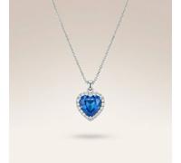 The Colourful Aura Women's Large Titanic Blue Heart Zircon Vintage Diamond Pendant Necklace The Colourful Aura Blue One Size