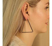 The Colourful Aura Women's Large Triangle Summer Beach Dainty Hoop Earring in Black The Colourful Aura Black One Size