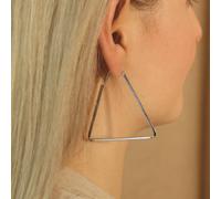 The Colourful Aura Women's Large Triangle Summer Beach Dainty Hoop Earring in Silver