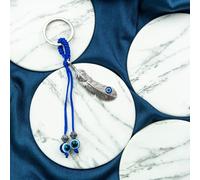 The Colourful Aura Leaf Evil Eye Tassel Turkish Protection Evil Eye Nazar House Car Keychain in Silver The Colourful Aura Silver One Size