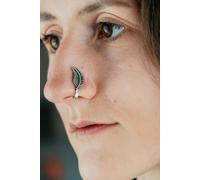 The Colourful Aura Leaf Floral Antique Quality Tribal Indian Traditional Clip On Nose Pin in Silver The Colourful Aura Silver One Size