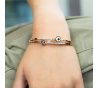 The Colourful Aura Lightning Zircon Evil Eye Rose Gold Bangle Bracelet Gold One Size